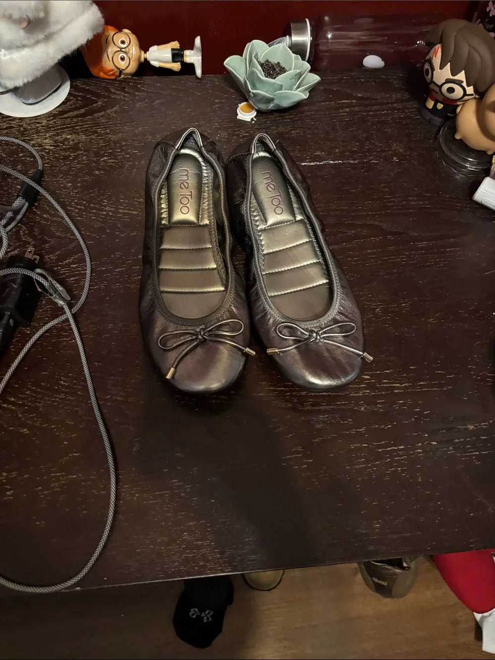 me too Metallic Black Ballet Flats - Women